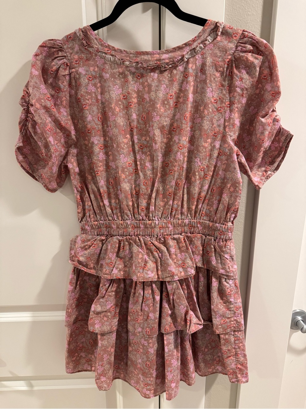 LoveShackFancy Roth Pink Floral Ruffle Mini Dress - Picture 5 of 6